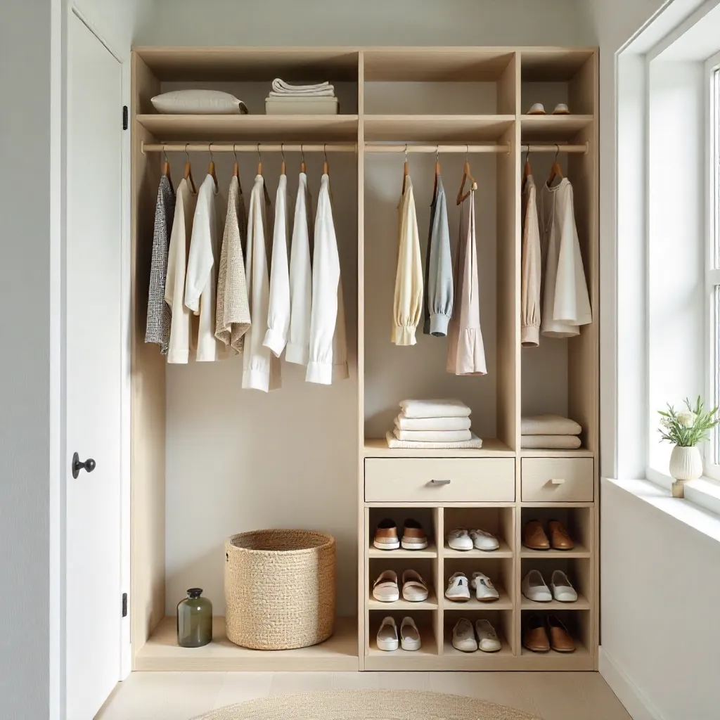 Minimalistische kledingkast organisatie